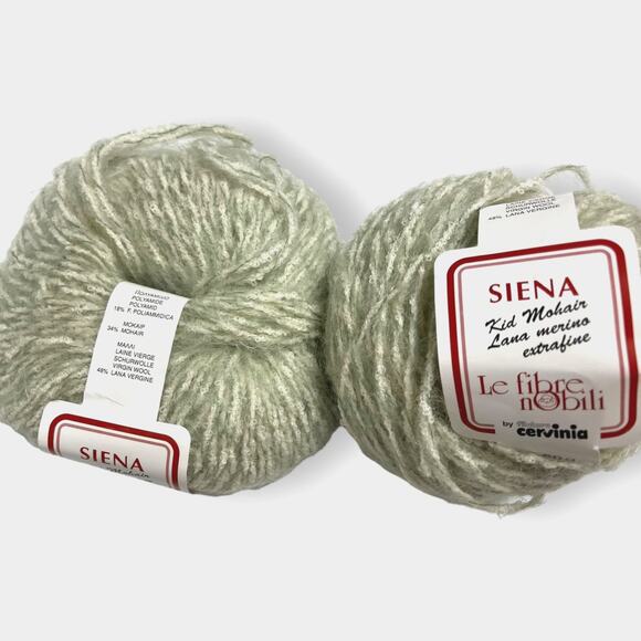 lane cervinia Other - 2 Skeins Le Fibre Nobili Siena Merino, Mohair WOOL Yarn 🧶 Green *Made in Italy*